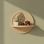 MDF round wall shelf with floral design for DIY decor and craft use, mounted on wall