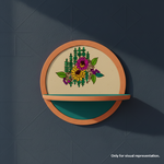 Painted MDF round wall shelf with floral design for DIY decor and craft use, mounted on wall