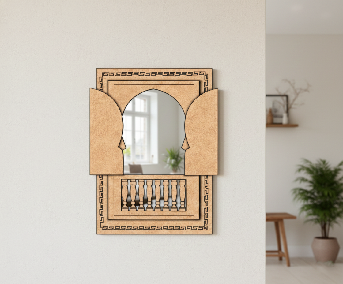 MDF window door wall decor design DIY craft cutout frame for painting and customization, mounted on wall