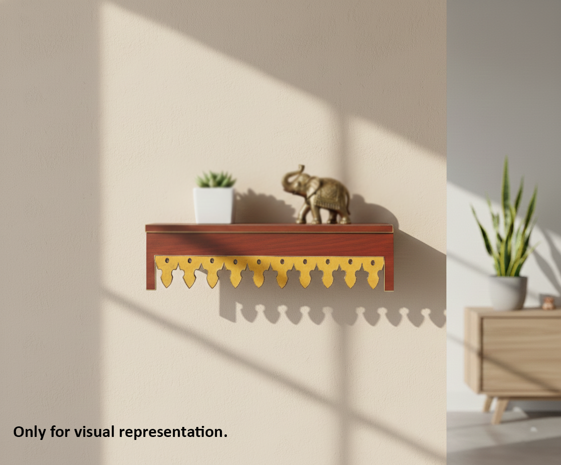 Painted MDF decorative shelf border design DIY craft wall decor base with laser cut pattern, mounted on wall