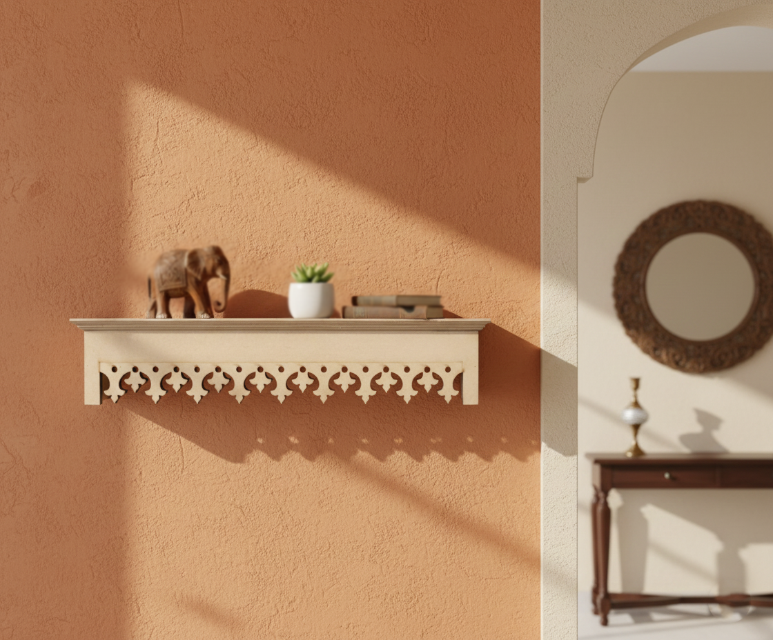 MDF Ornate Wall Shelf DIY Decor Vintage Display