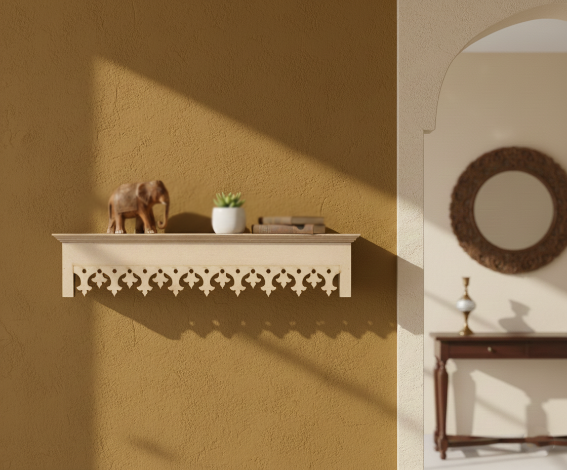 MDF Ornate Wall Shelf DIY Decor Vintage Display
