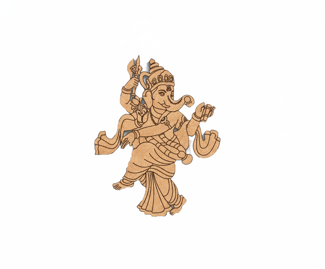MDF dancing Ganesha wall decor design DIY craft cutout with laser engraving