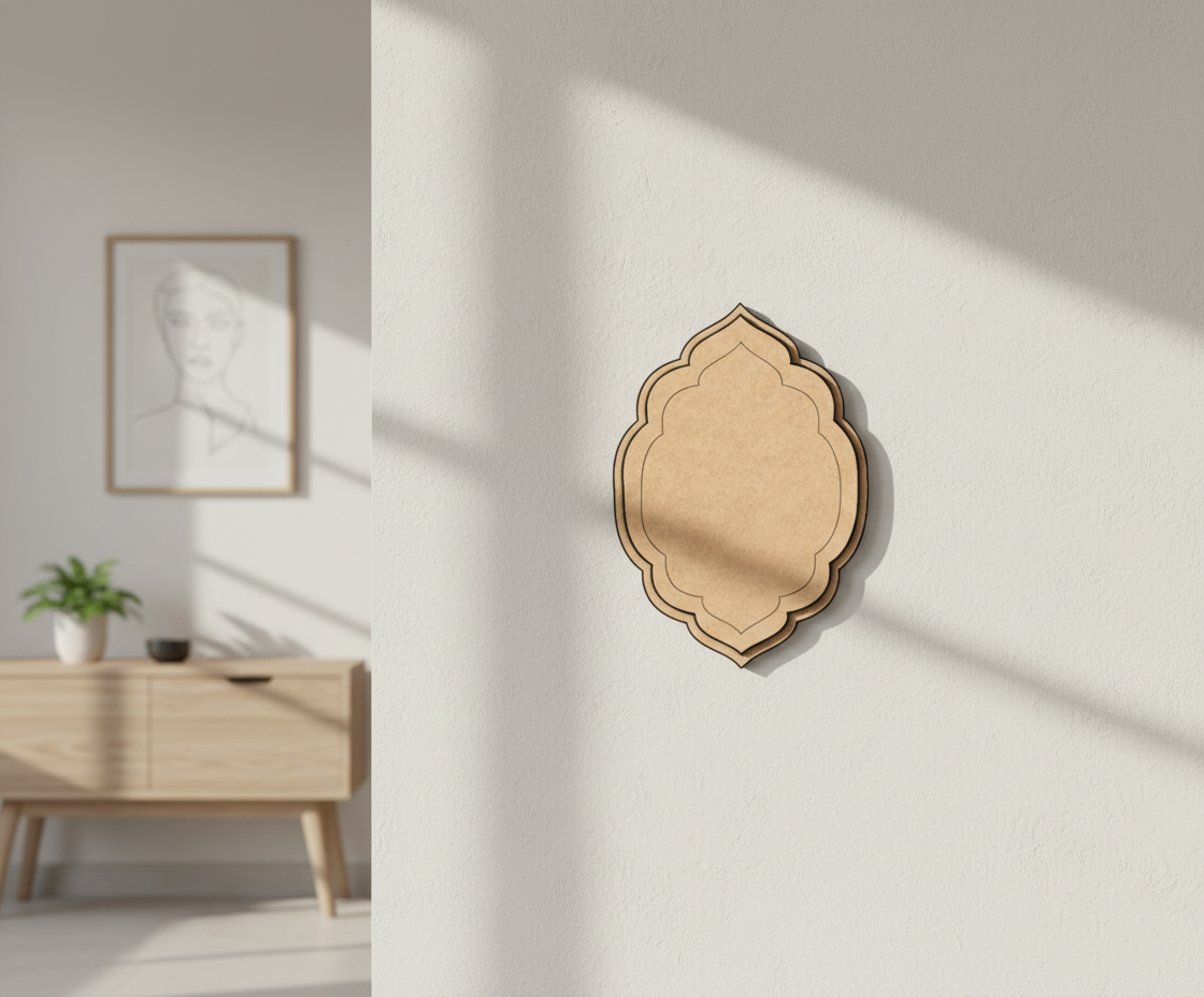 MDF arch shape blank design DIY craft wall decor cutout base for painting and customization, mounted on wall