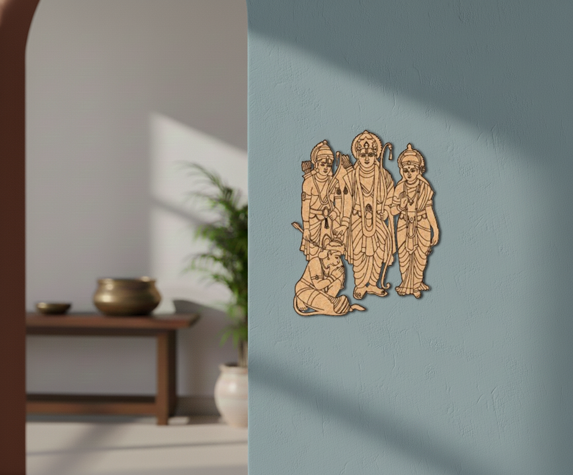 MDF Ram Darbar wall decor cutout for DIY painting and spiritual craft projects mounted on wall