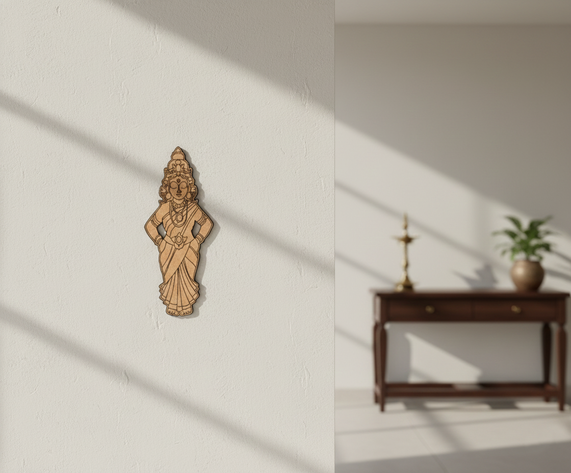 MDF Lakshmi Wall Decor Cutout DIY Craft Art Set mounted on wall