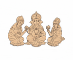 MDF Ganesha Lakshmi Saraswati wall decor DIY craft cutout with laser engraved design