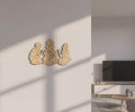 MDF Ganesha Lakshmi Saraswati wall decor DIY craft cutout with laser engraved design, mounted on wall