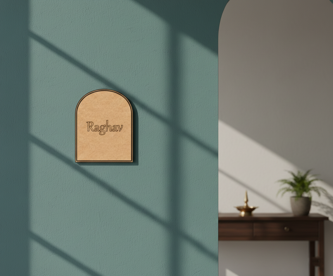 MDF arch shaped name plate base for DIY personalized decor and craft use