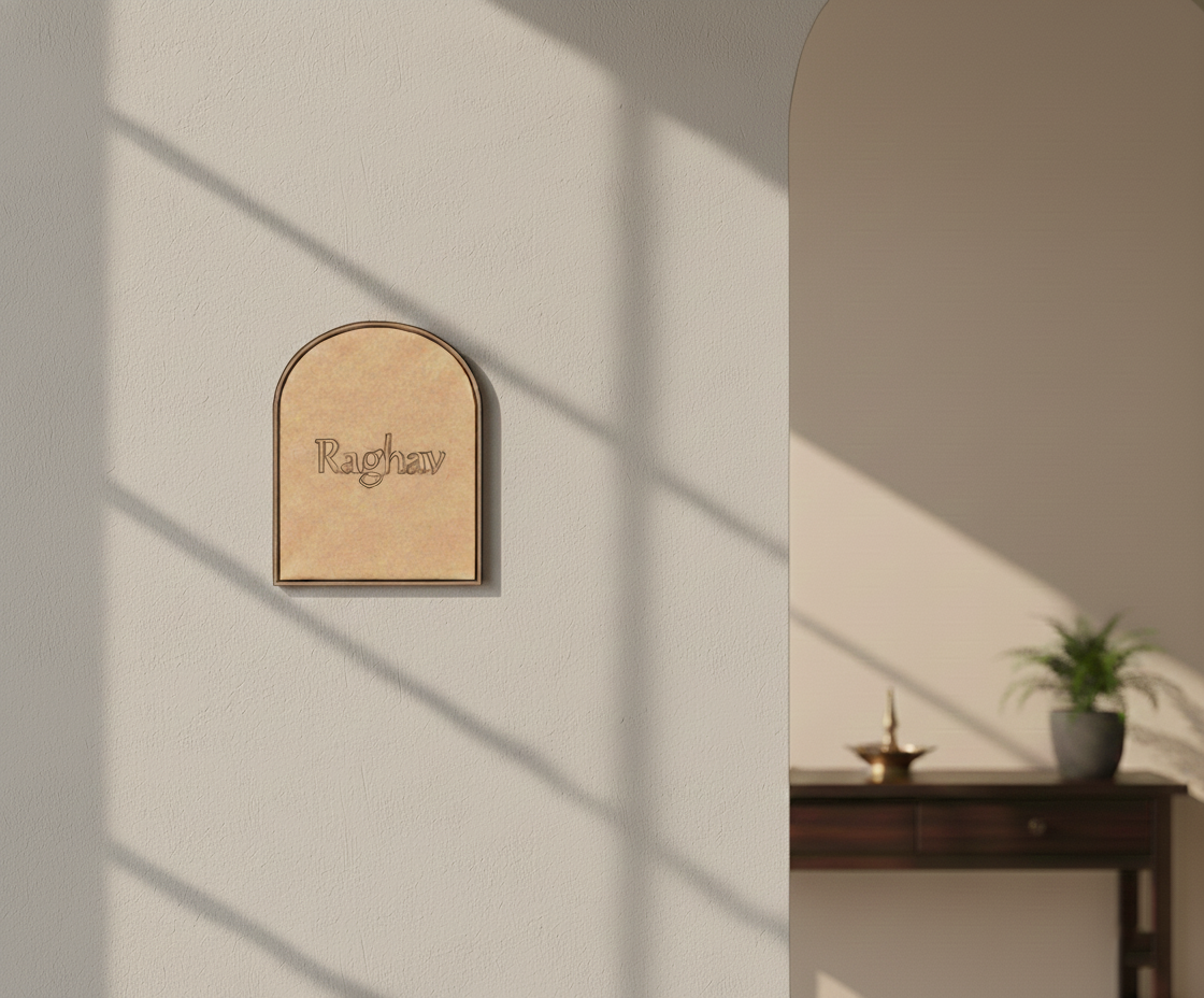 MDF arch shaped name plate base for DIY personalized decor and craft use