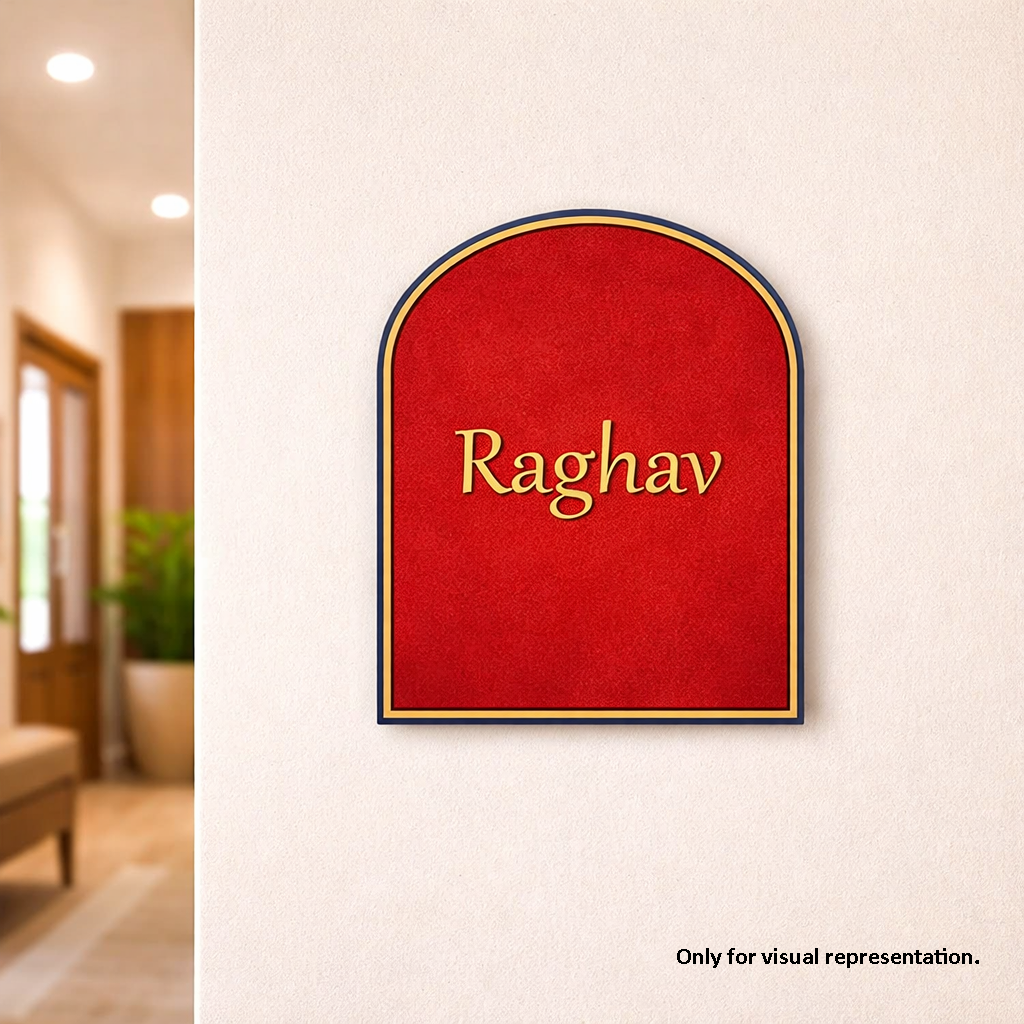 Painted MDF arch shaped name plate base for DIY personalized decor and craft use