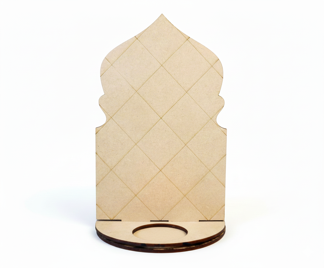 MDF arch backdrop candle stand for DIY decor, tealight and pooja display use