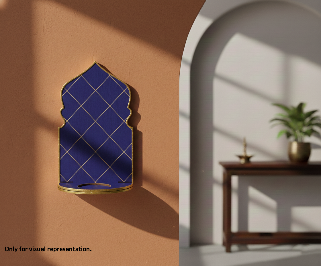 Painted MDF arch backdrop candle stand for DIY decor, tealight and pooja display use mounted on wall