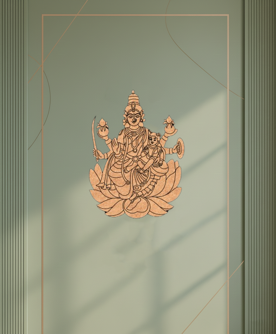 MDF Goddess Lakshmi Wall Decor Cutout DIY Craft Spiritual Art mounted on wall