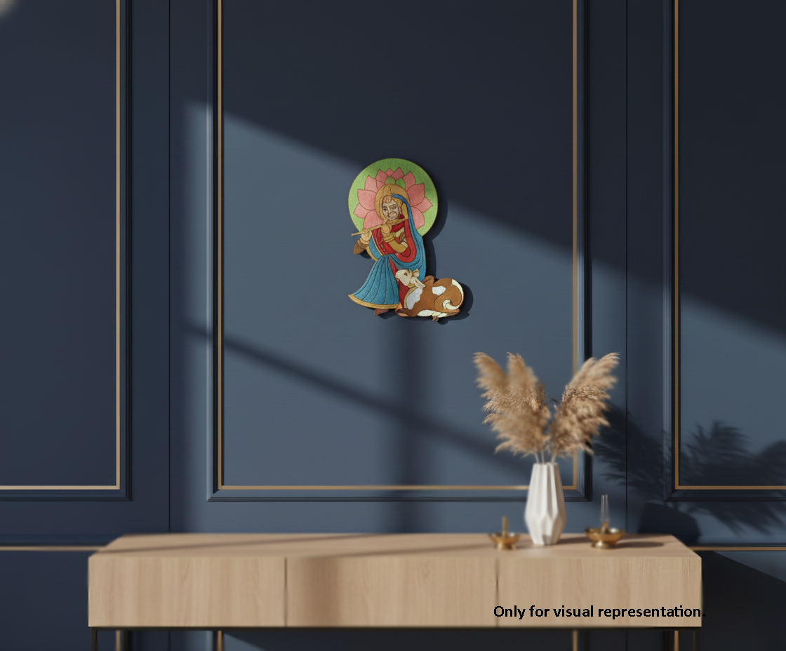 Painted MDF Radha in Krishna disguise wall decor cutout unpainted DIY craft base mounted on wall