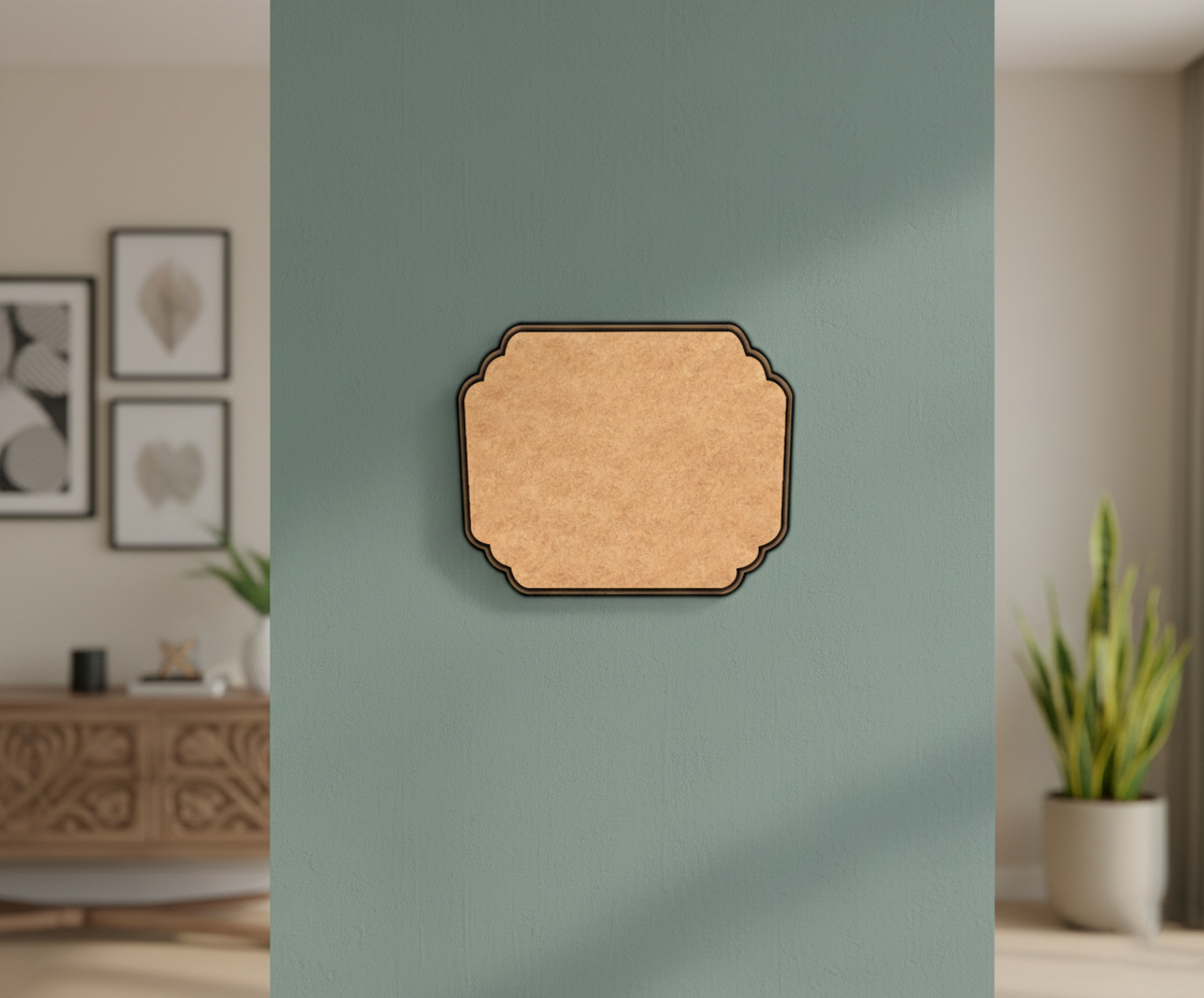 MDF decorative label shape blank cutout unpainted DIY craft base, mounted on pillar