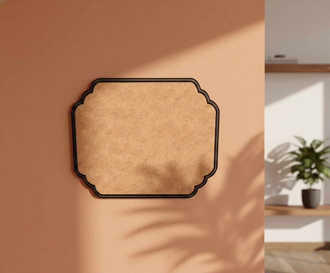 MDF decorative label shape blank cutout unpainted DIY craft base, mounted on wall