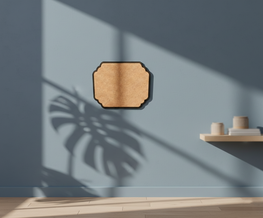 MDF decorative label shape blank cutout unpainted DIY craft base, mounted on wall