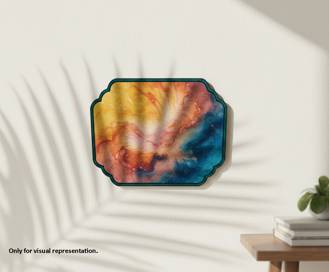 MDF decorative label shape blank cutout painted DIY craft base, mounted on wall