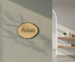 MDF personalized name plate cutout DIY craft wall decor base with engraved name, mounted on wall