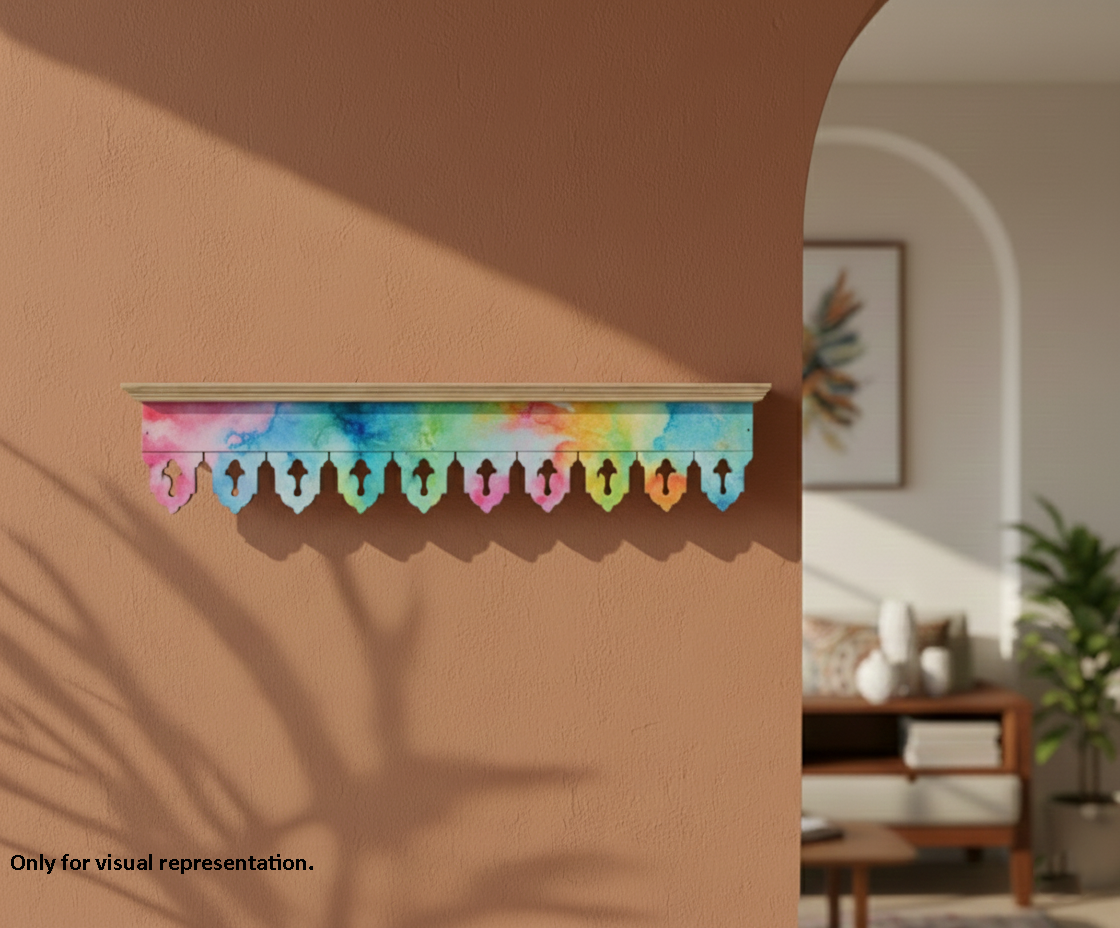 Painted MDF decorative wall shelf bracket laser cut DIY craft home decor base, mounted on wall