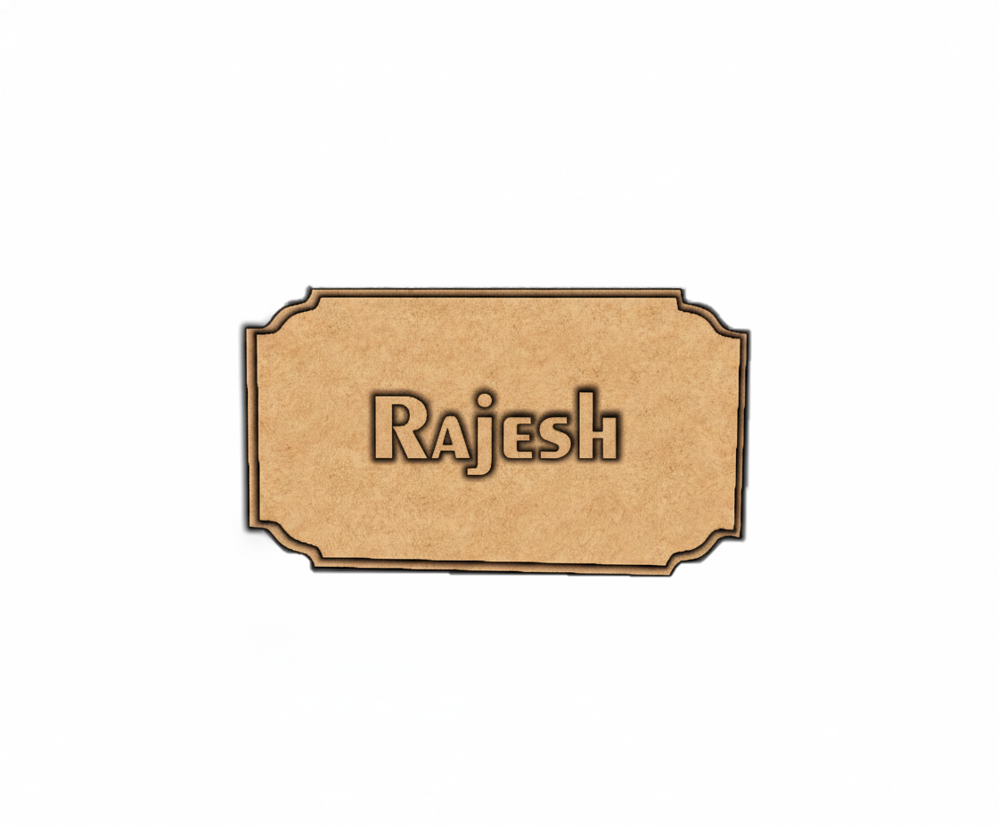 MDF personalized name plate cutout DIY craft wall decor base with engraved name Rajesh