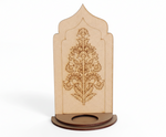 MDF traditional floral arch stand design DIY craft tea light holder with engraved pattern
