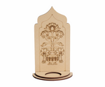 MDF lotus kalash arch stand design DIY craft tea light holder with engraved pattern