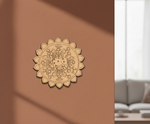 MDF cow mandala round design DIY craft wall decor base with laser engraving, mounted on wall