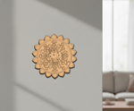MDF cow mandala round design DIY craft wall decor base with laser engraving, mounted on wall