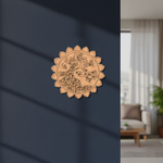 MDF peacock mandala round design DIY craft wall decor base with laser engraving, mounted on wall