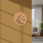MDF peacock mandala round design DIY craft wall decor base with laser engraving, mounted on wall
