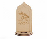 MDF Krishna lotus arch stand design DIY craft tea light holder with engraved flute pattern