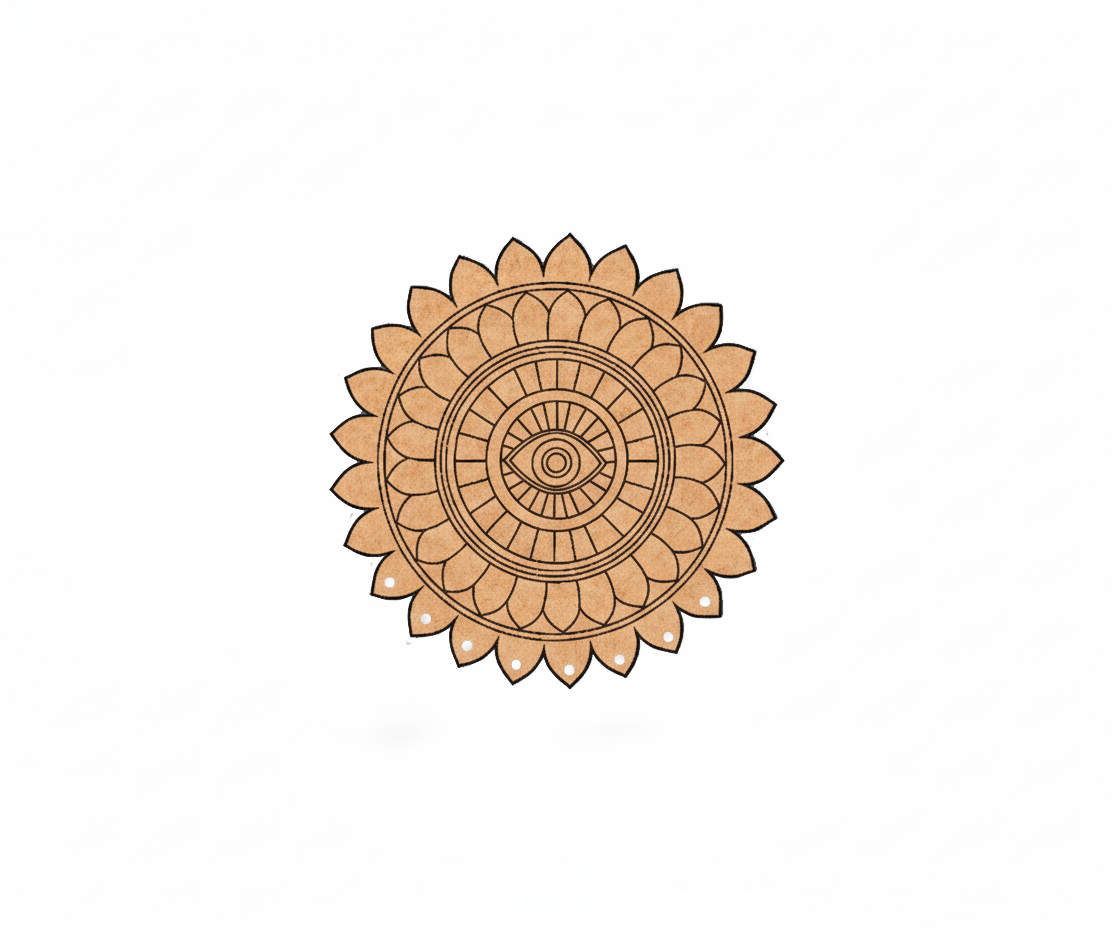 MDF eye mandala round cutout design DIY craft wall decor base with laser engraving