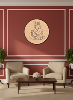Living room with a decorative MDF DIY wall piece on a red wall
