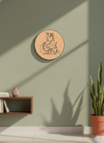 MDF DIY wall art with a krishna design on a light green wall.