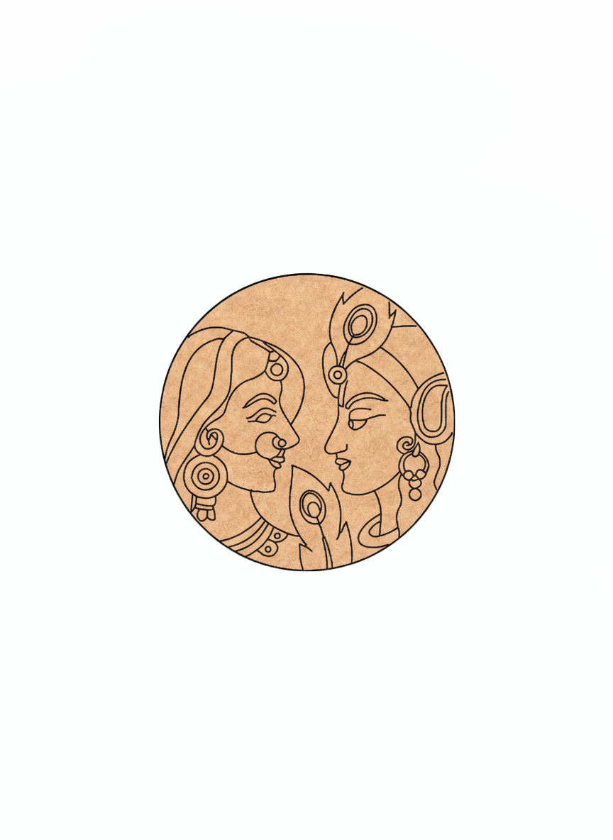 MDF DIY wall art  with two  faces and patterns on a white background