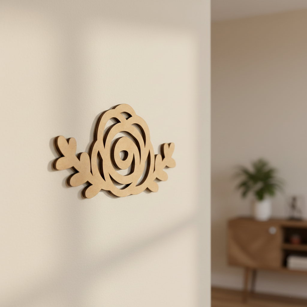 DIY MDF Floral Rose Cutout for Craft & Wall Decor