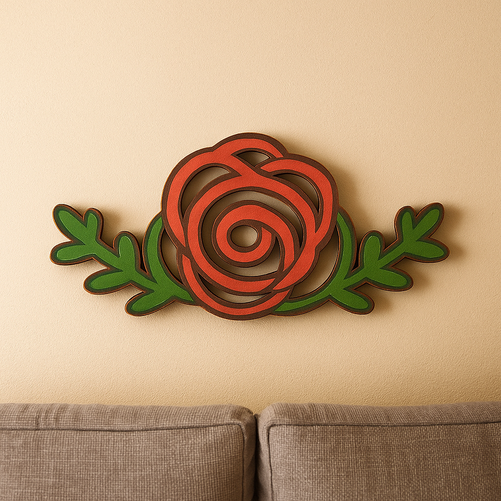 DIY MDF Floral Rose Cutout for Craft & Wall Decor