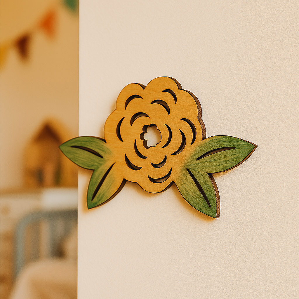 DIY MDF Floral Border Cutout with Leaves for Painting