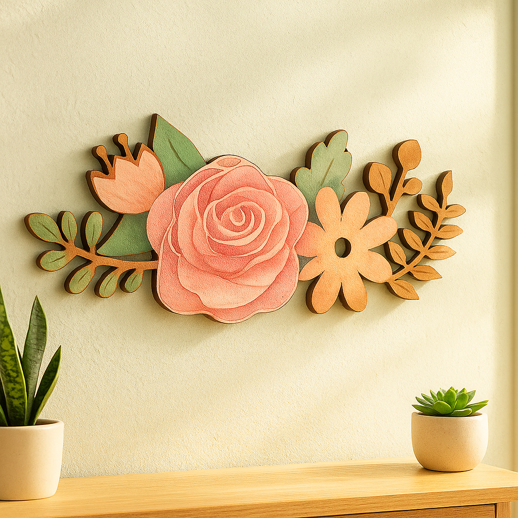 DIY MDF Floral Rose Cutout for Painting & Wall Decor