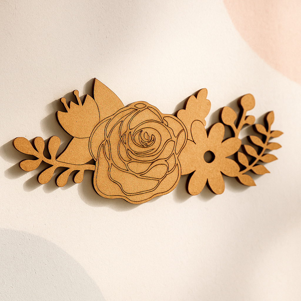 DIY MDF Floral Rose Cutout for Painting & Wall Decor