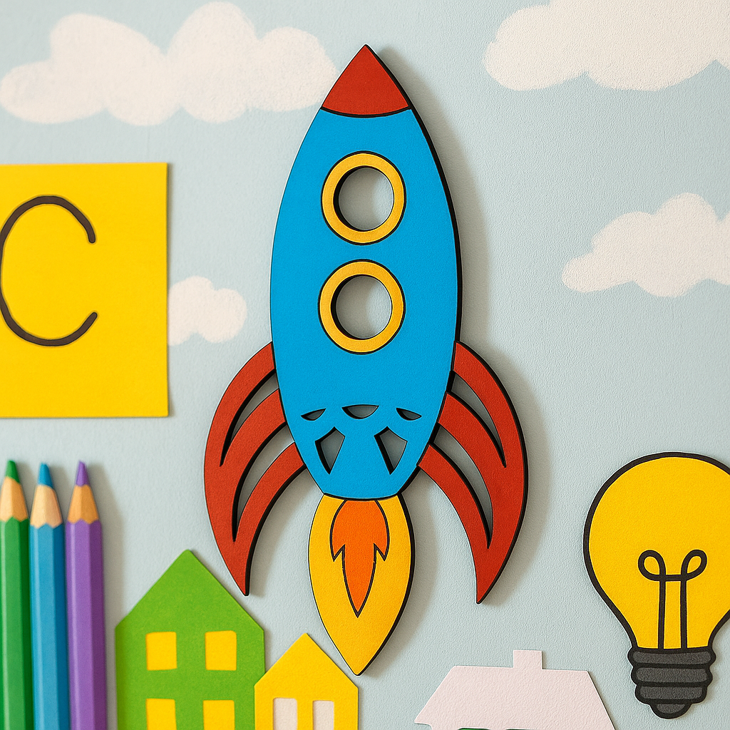 DIY MDF Rocket Cutout for Kids Painting & Crafts
