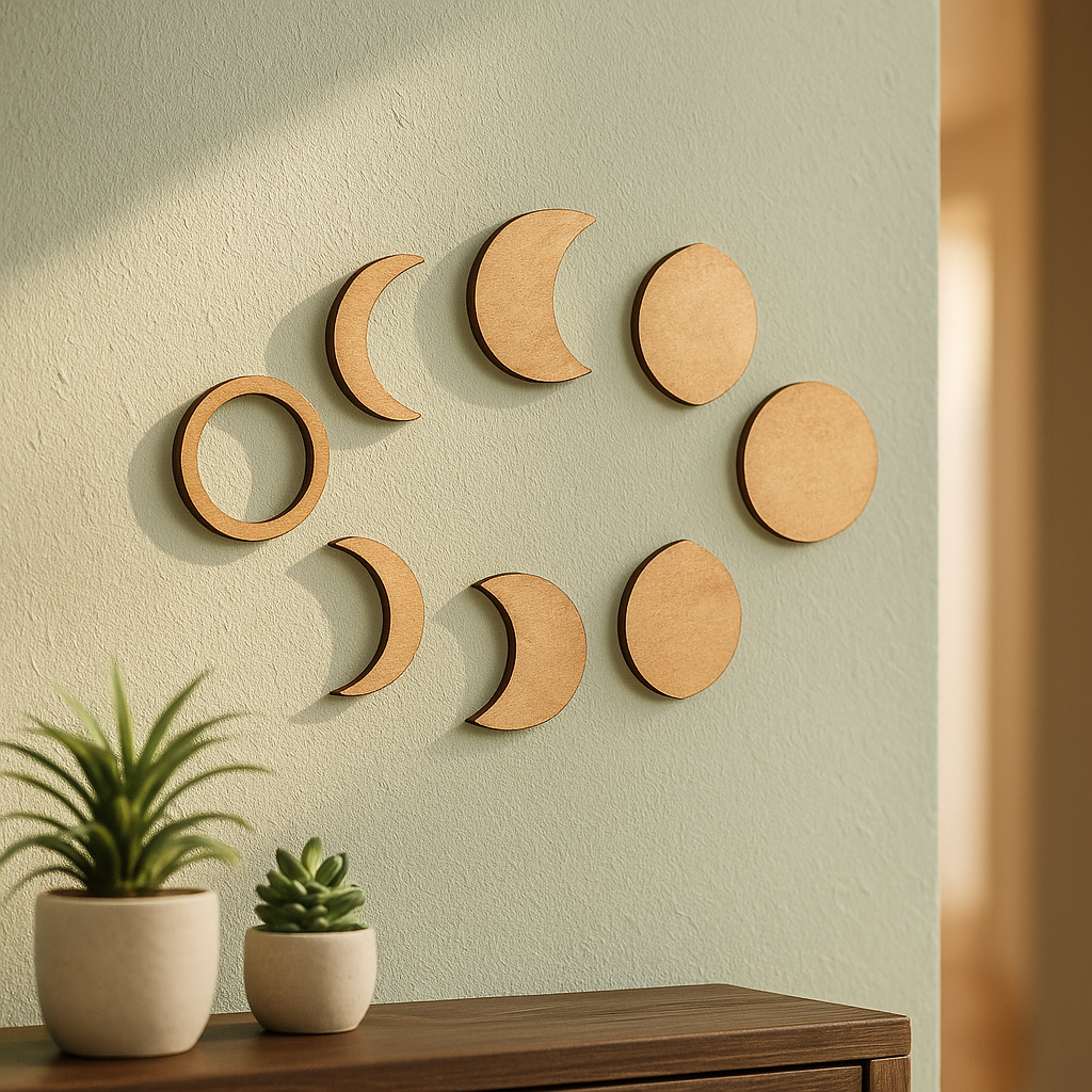 DIY MDF Moon Phases Cutout Set for Painting & Decor