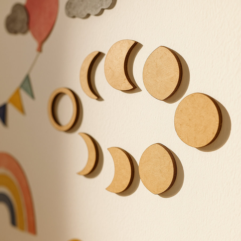 DIY MDF Moon Phases Cutout Set for Painting & Decor