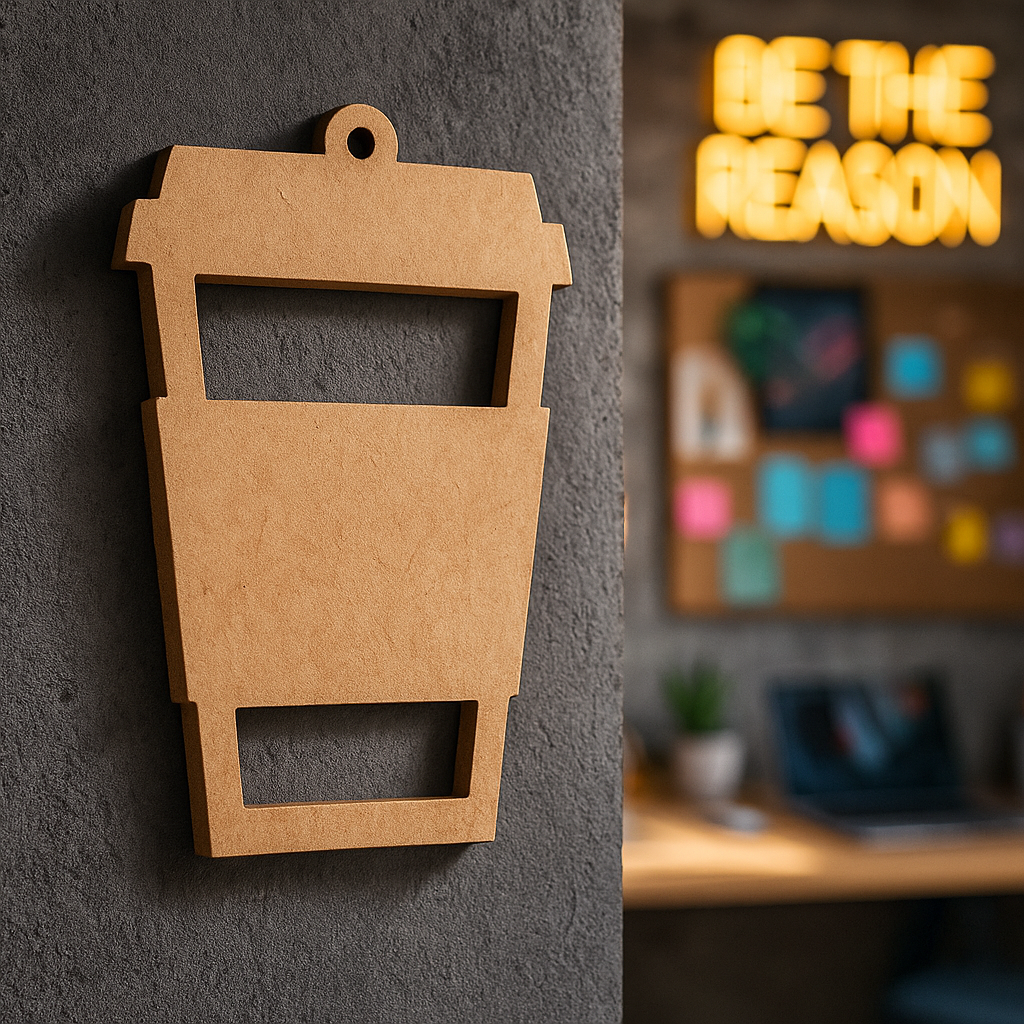 DIY MDF Takeaway Coffee Cup Cutout for Painting, Craft & Wall Decor