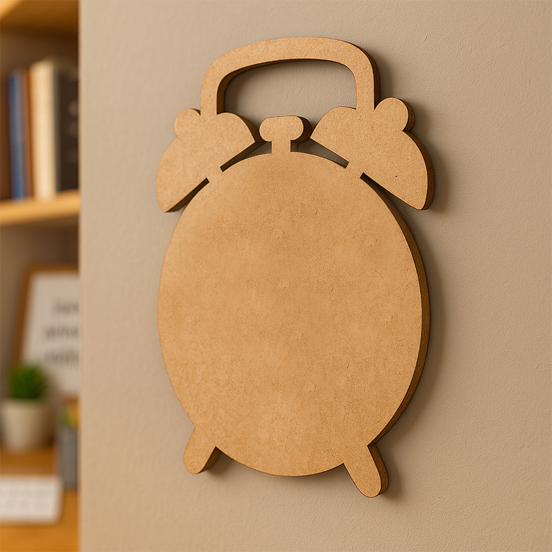 DIY MDF Alarm Clock Shape Cutout for Painting, Craft & Wall Decor