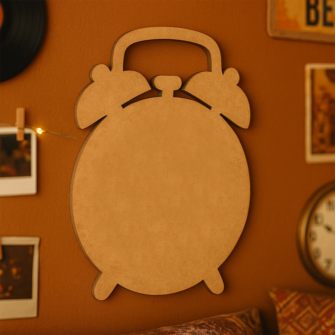 DIY MDF Alarm Clock Shape Cutout for Painting, Craft & Wall Decor