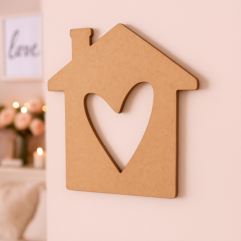 DIY MDF House Heart Cutout for Painting & Craft Decor