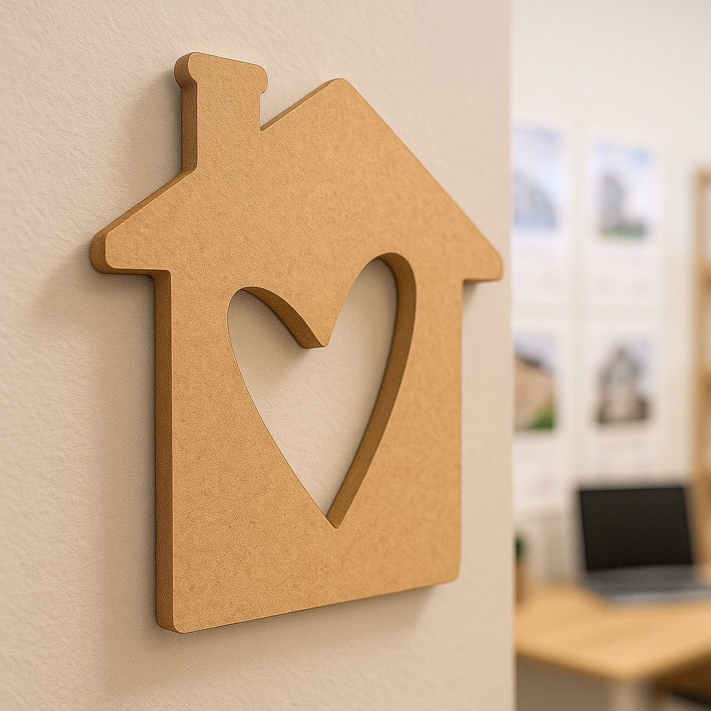 DIY MDF House Heart Cutout for Painting & Craft Decor